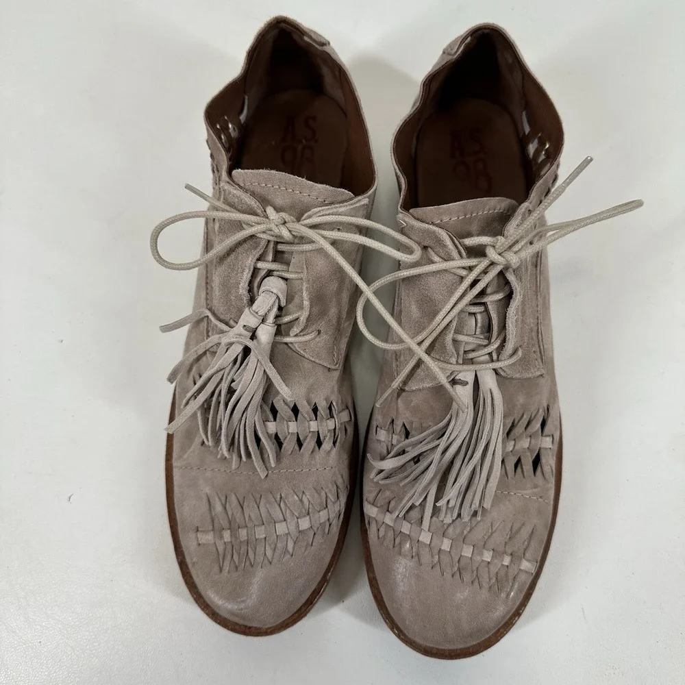 A.S.98 ZURI gray tan leather shoes Size 41 Tassel Lace Up AS 98 - Picture 3 of 10